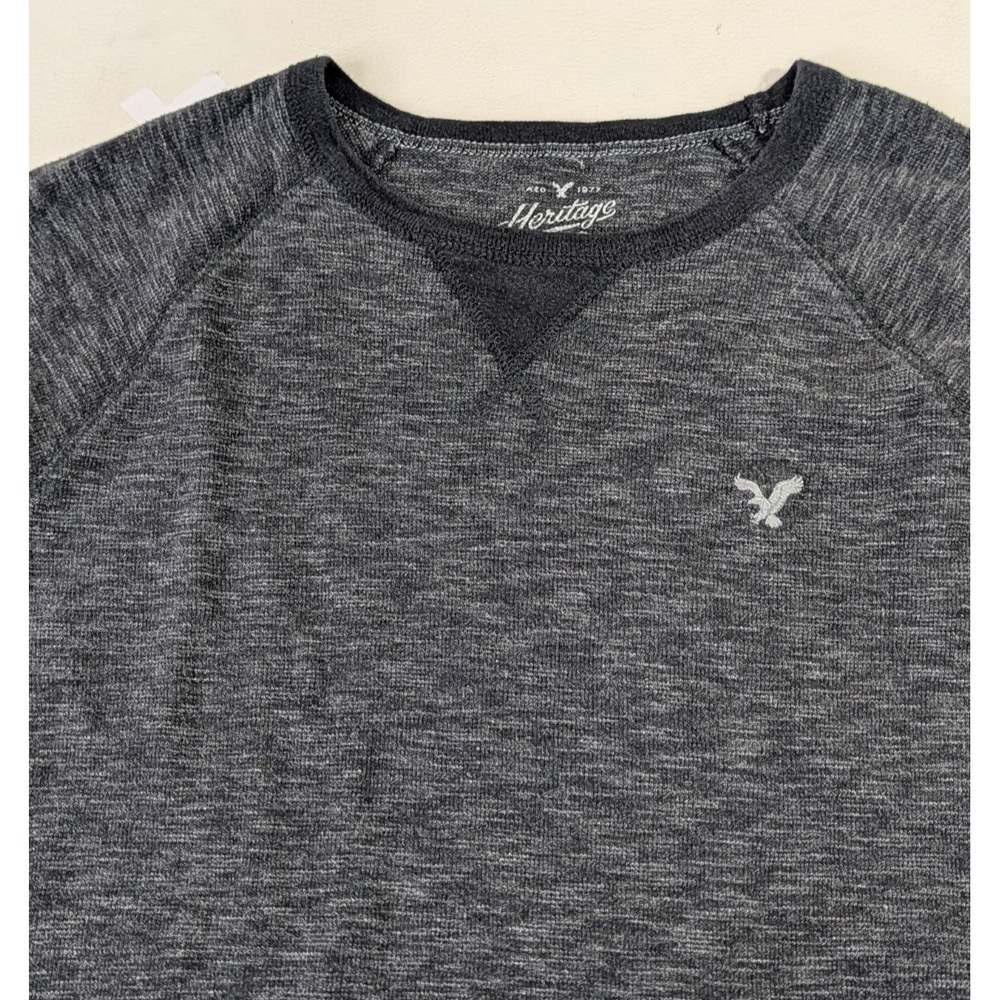 American Eagle Heritage Classic Fit Thermal Shirt Mens S Black Y2K Preppy Grunge - Picture 2 of 10